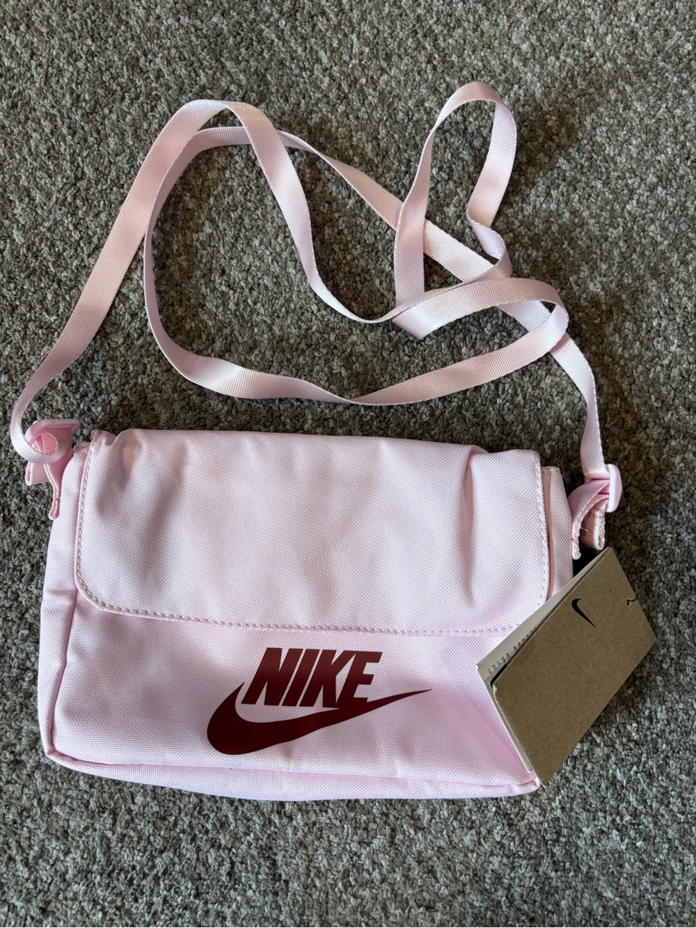 Nike Light Pink Crossbody Bag with Maroon Logo